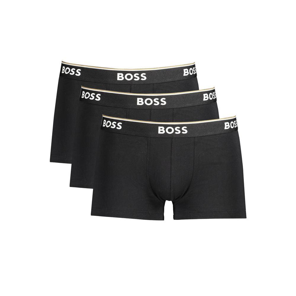 Black Cotton Men's Boxer Briefs
