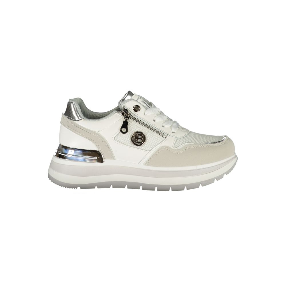 White Polyester Women Sneaker