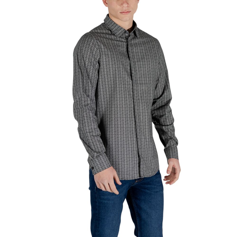 Black Cotton Pattern Shirt